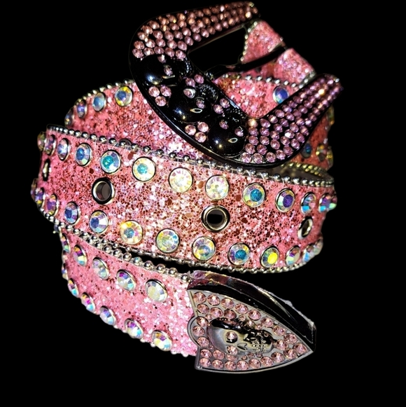 AKIRA SKULL Pink Rhinestone Embellished Belt - Picture 4 of 5